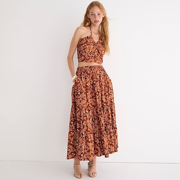 J. Crew - Tiered Pull-On Maxi Skirt in Vintage Vines - Picture 2 of 5